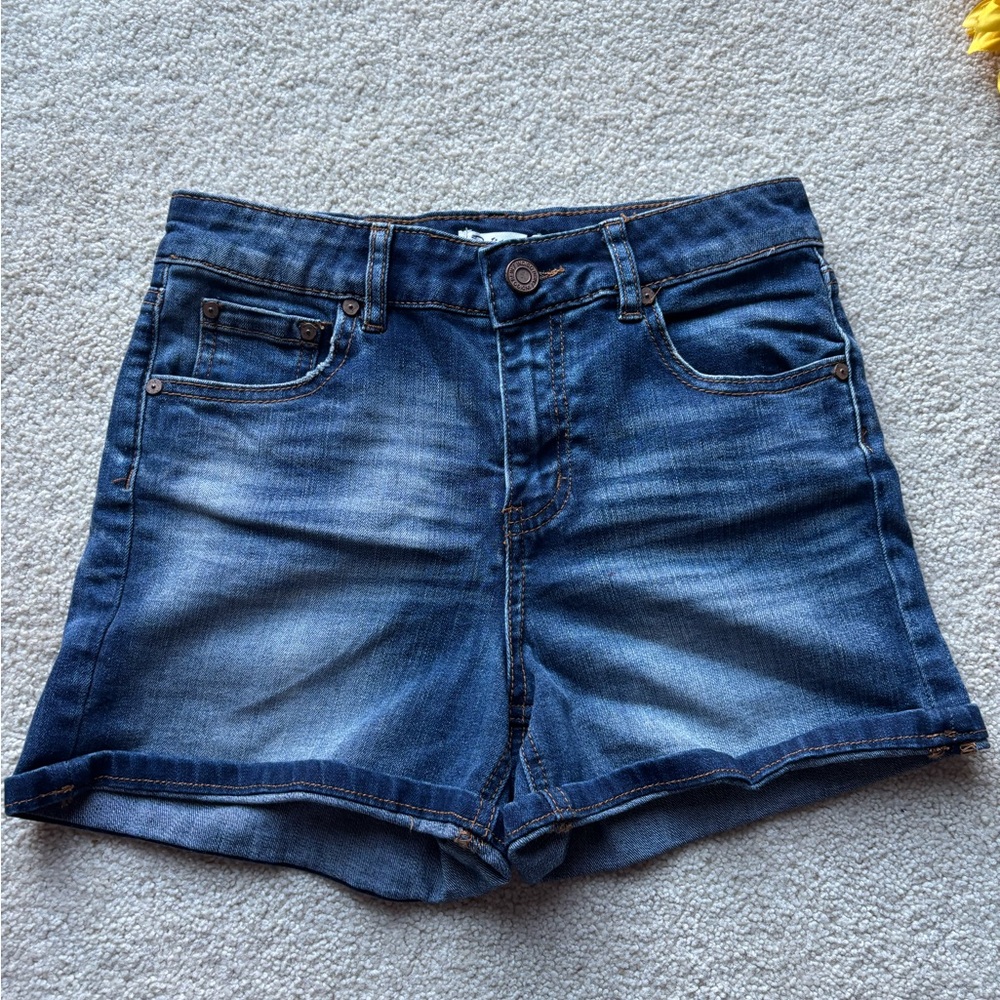 Indigo Rein Denim Shorts Juniors 7 / 27 Mid Rise Stretch Blue